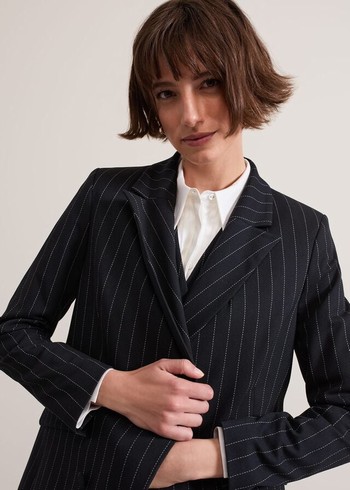 Phase Eight Pia Pinstripe Coats Navy Canada | SLJVKX-605